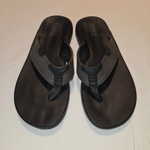 Flojos Flip Flop Sandals Mens Size 12 Black Charcoal Gray Thong Beach Casual